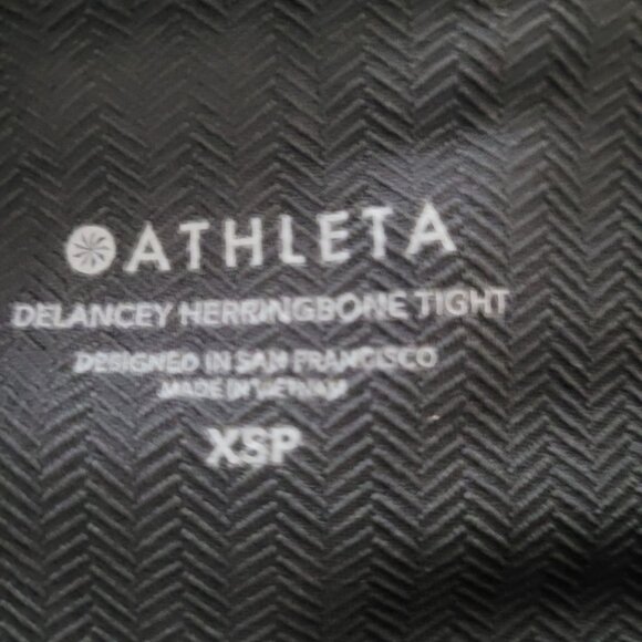 Athleta Delancey Herringbone Tight High-Waisted Leggings Size XSP Black Pockets - Picture 3 of 8